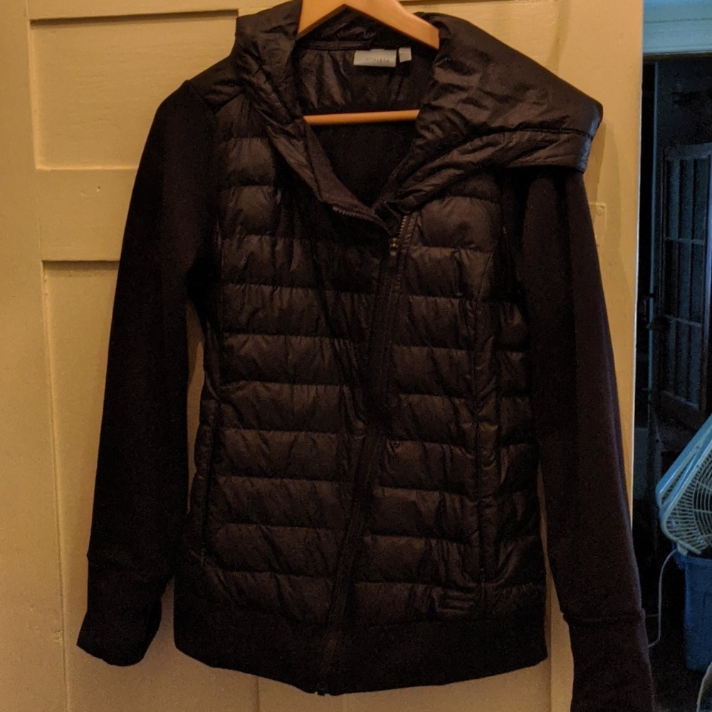 athleta black quiled jacket